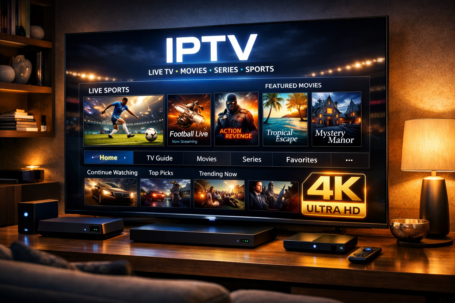 4k iptv streaming on ultra hd smart tv with high-quality visuals