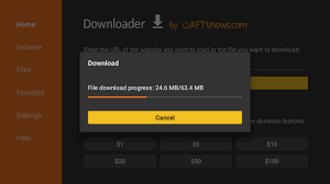IPTV Smarters Pro on Firestick install step: Downloader downloading the APK