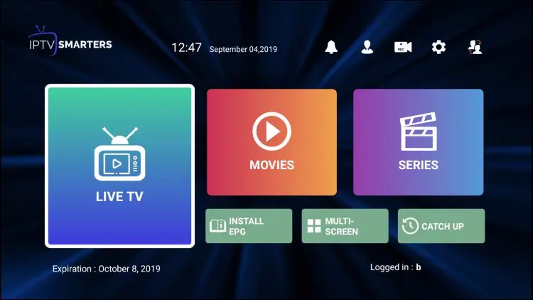 IPTV Smarters Pro EPG setup: menu option to install EPG