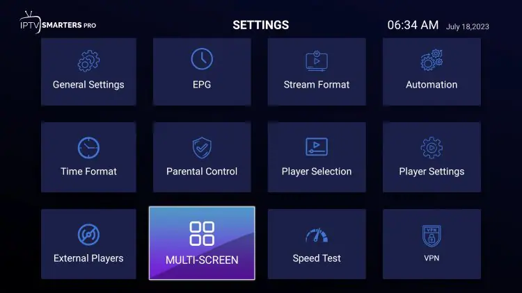 IPTV Smarters Pro features: multi-screen layout options for split-screen viewing