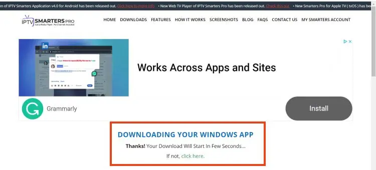 IPTV Smarters Pro Windows interface showing the main menu after installation
