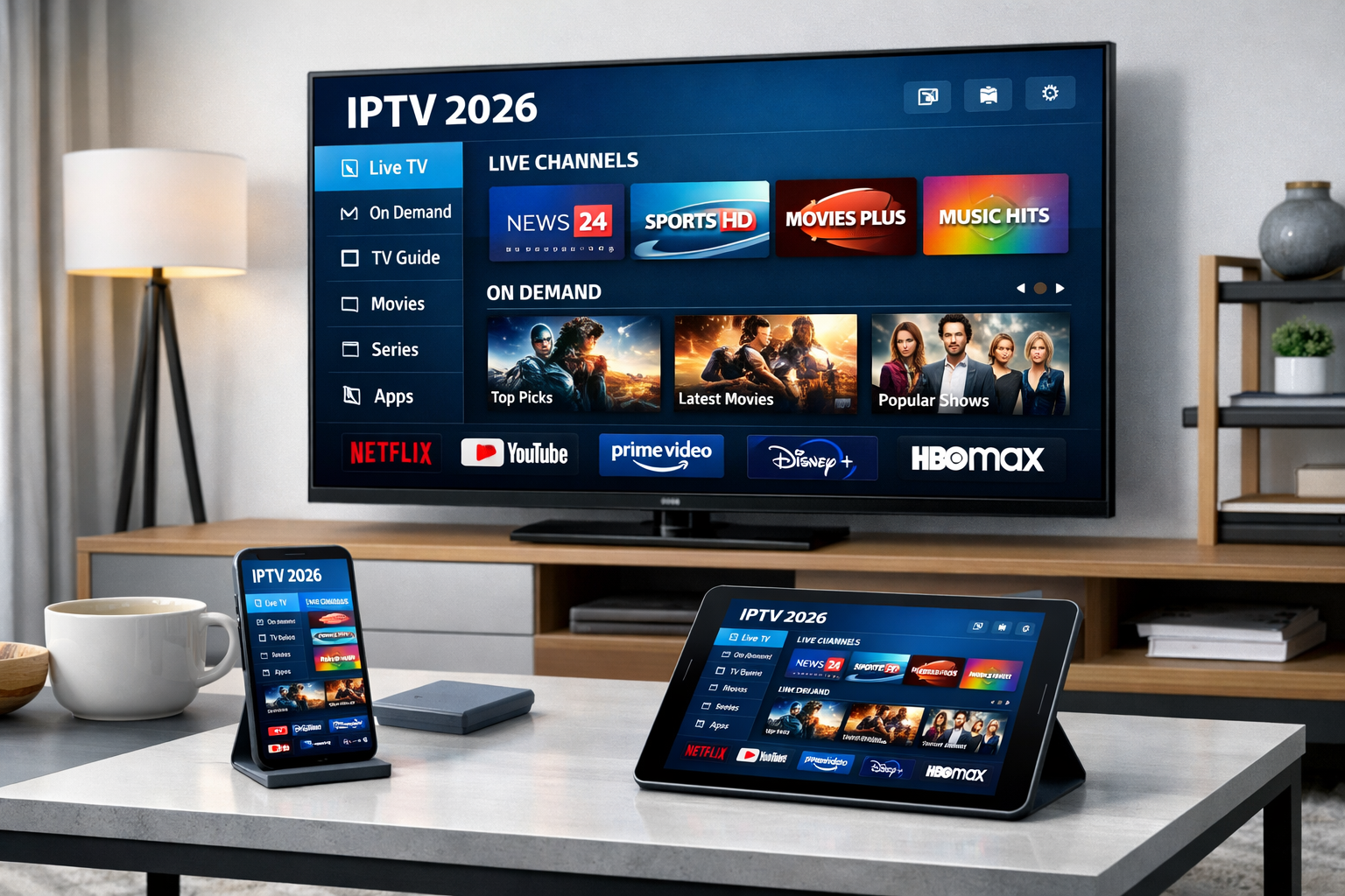 best iptv 2026 services displayed on smart tv and mobile devices (UK)