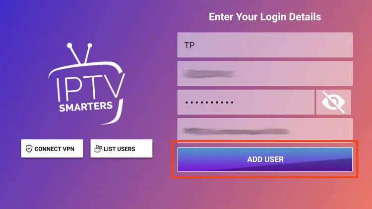 IPTV Smarters Pro setup: M3U URL login screen for playlist loading