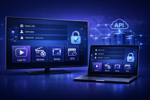 IPTV Smarters Xtream Codes Setup UK showing how to enter server URL, username, and password with EPG enabled